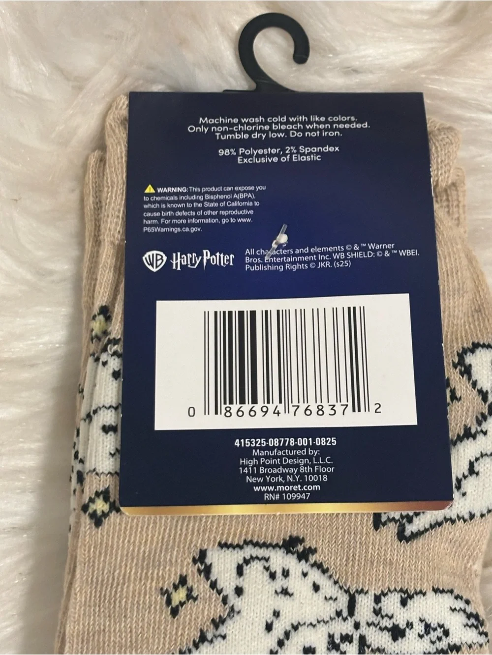 The Wizarding World of Harry Potter Socks - Hedwig NEW